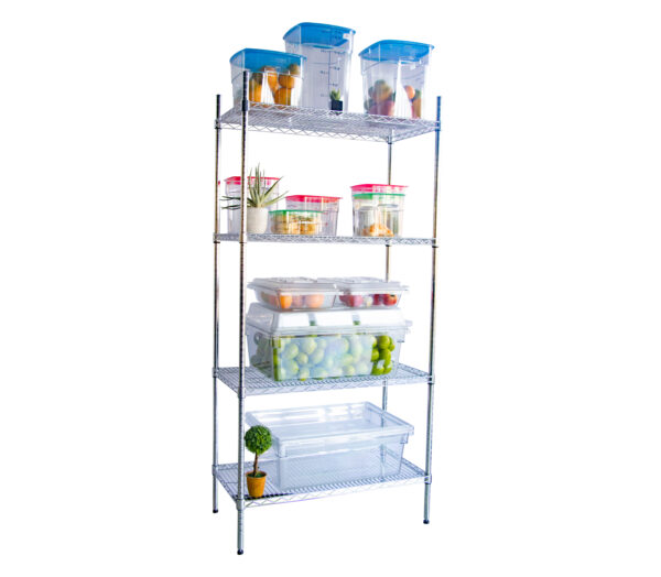Shelving Unit Chromed - 4-Tier - 905mmx455mmx1830mm